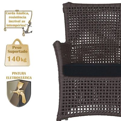 4 Poltronas Igapó Alumínio Pintura Fendi Corda Náutica E12 Marrom