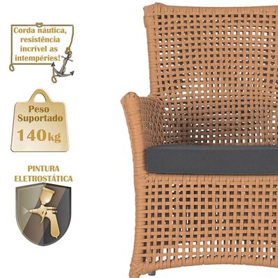 Poltrona Igapó Alumínio Pintura Fendi Corda Náutica E11 Terra Cota