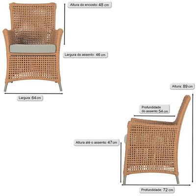 4 Poltronas Igapó Alumínio Pintura Fendi Corda Náutica E3 Terra Cota