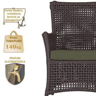 Poltronas Igapó Alumínio Pintura Preta Corda Náutica E13 Marrom