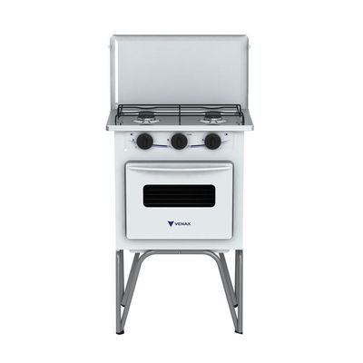Fogão Portátil 2 Bocas Venax Gemini com Tampa de Metal – Gás GLP Branco