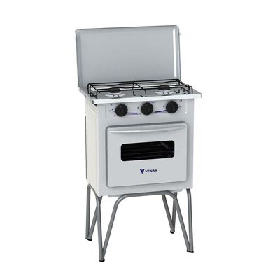 Fogão Portátil 2 Bocas Venax Gemini com Tampa de Metal – Gás GLP Branco