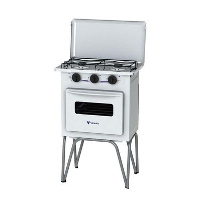 Fogão Portátil 2 Bocas Venax Gemini com Tampa de Metal – Gás GLP Branco