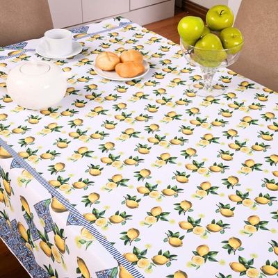 Toalha De Mesa Tropical Microfibra Estampada 2,00m X 1,50m Para 6 Lugares Limão