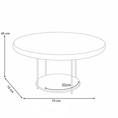Mesa De Centro Para Sala Redonda Tampo Vidro Pés Aço Allure B01 Off White - Lyam Decor