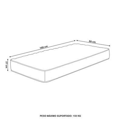Colchão Solteiro Espuma D45 88x188x27cm Double Face Black