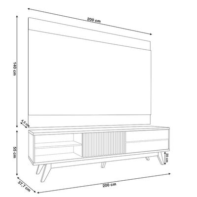 Rack Para Sala Venice Com Painel Para Tv 75 Pol Cairo C04 Off White Matte Freijó - Lyam Decor