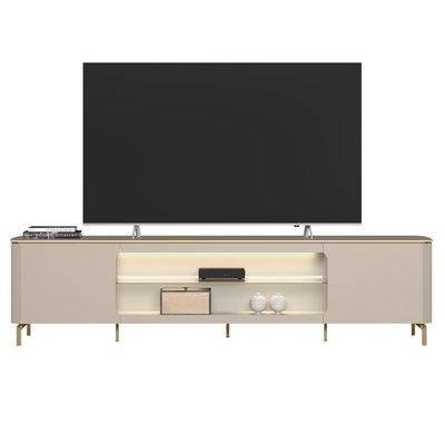 Rack Para Sala De Estar Tv 85 Pol Com Led Elysia L05 Off White Fosco - Lyam Decor