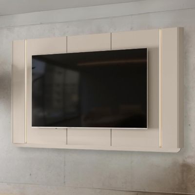 Painel Para Tv 75 Pol Com Led 240cm Elysia L05 Off White Fosco - Lyam Decor