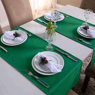 Caminho De Mesa Basic Liso 1 Peça 1,30m X 40cm Decorativo Tecido Oxford Verde 100% Poliéster