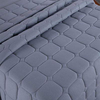 Kit Cobre Leito Colcha Minimal Casal 3 Peças Malha 100% Algodão Cinza