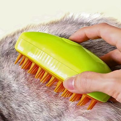 Escova Autolimpante 3 Em 1 Para Pets A Vapor Com Spray