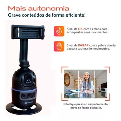Gimbal Suporte Celular 360 Reconhecimento Facial Lançamento