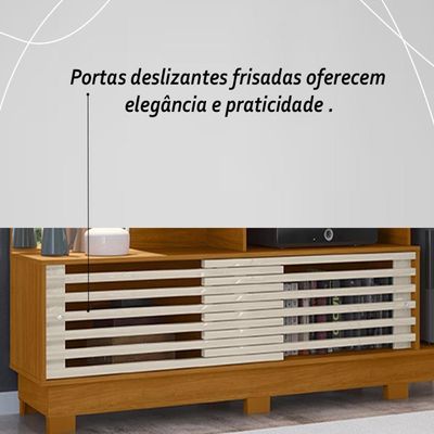 Estante Home Theater 2 Portas Com Espelho Led Frizz Plus - Cinamomo-off White