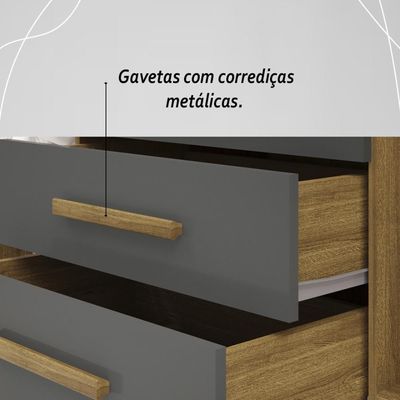 Guarda Roupa Solteiro 6 Portas 3 Gavetas Taurus - Nature-alasca Nature-alasca