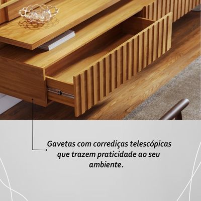 Painel Bancada Suspensa Com Led Tvs Até 75 Polegadas Gaia - Cumaru