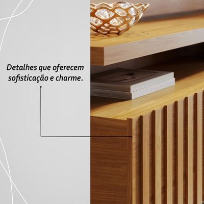 Painel Bancada Suspensa Com Led Tvs Até 75 Polegadas Gaia - Cumaru