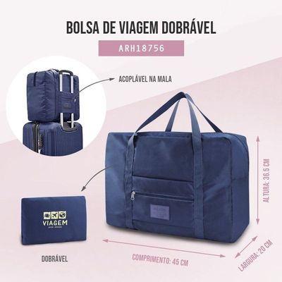 Kit Organizador De Malas 6 Peças + Bolsa Dobrável + Bolsa Porta Sapatos Azul