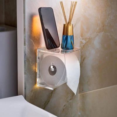 Suporte Porta Papel Higiênico De Parede Acrílico Transparente Premium Suporte Papeleira Banheiro