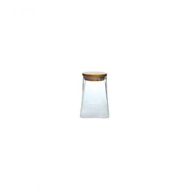 Pote De Vidro Boro Scalene C Tampa Bambu 750 Ml Mimo Style