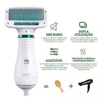 Secador Pet 2 Em 1 De Pelo Escova Pente Tosa Profissional Portátil