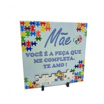 Porta Retrato De Azulejo Dia Das Mães De Autistas 20 Cm Azul