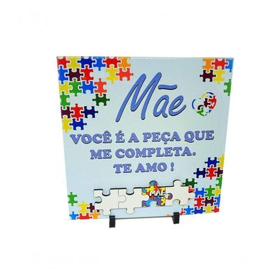 Porta Retrato De Azulejo Dia Das Mães De Autistas 20 Cm Azul