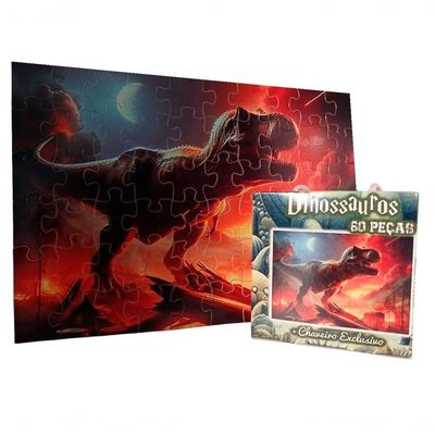 Quebra-cabeça Dinossauro T-rex De 60 Peças