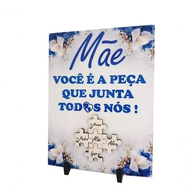 Porta Retrato Azulejo Presente Dia Das Mães Flores 15 X 20cm