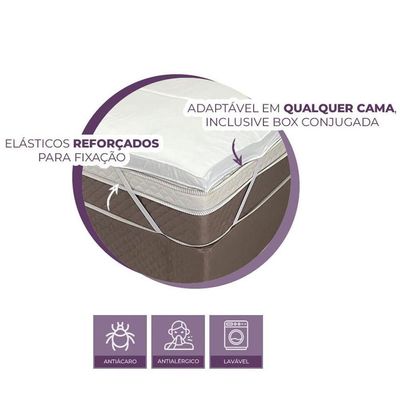 Pillow Top King Dupla Face 200 Fios 6cm 195x203cm Branco