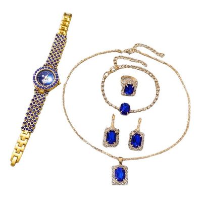 Conjunto De 6 Peças De Relógio De Moda Com Pedras Azul