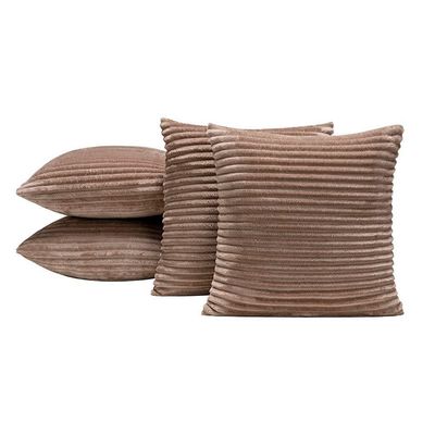 Kit 4 Almofadas Cheias Isabel 45X45 Tecido Jacquard Flannel Macio - Cáqui