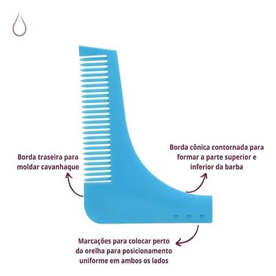 Pente Modelador E Aparador De Barba Bigode E Pelos Ideal Para Barbeiro E Barbearia Azul