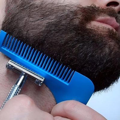 Pente Modelador E Aparador De Barba Bigode E Pelos Ideal Para Barbeiro E Barbearia Azul