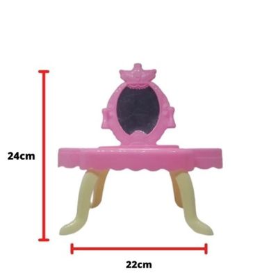 Penteadeira Infantil Princesa Com Espelho E Acessórios - Brinquedo Rosa Para Meninas