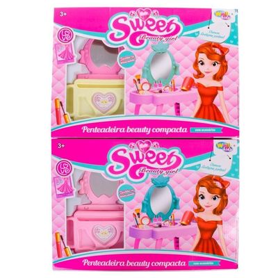 Penteadeira Infantil Princesa Com Espelho E Acessórios - Brinquedo Rosa Para Meninas