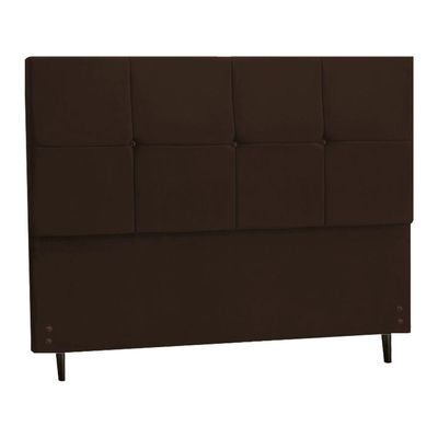 Cabeceira New Civic Estofada Com Botão De Strass Para Cama Box Casal 144cm Marrom -