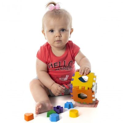 Brinquedo Educativo De Encaixar 1 Ano Cubo Didático Kendy