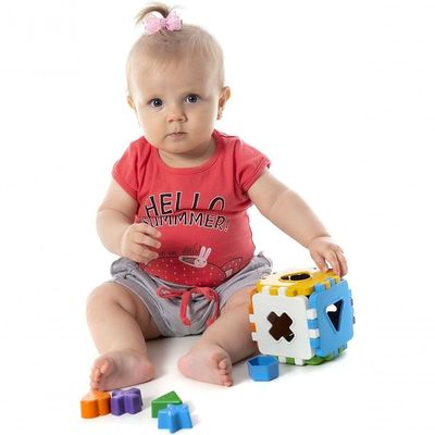 Brinquedo Educativo De Encaixar 1 Ano Cubo Didático Kendy
