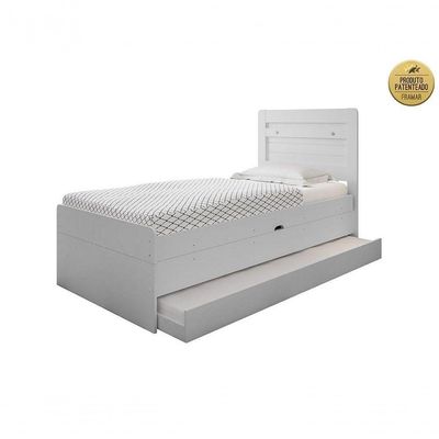 Cama Solteiro Com Cama Auxiliar Branco