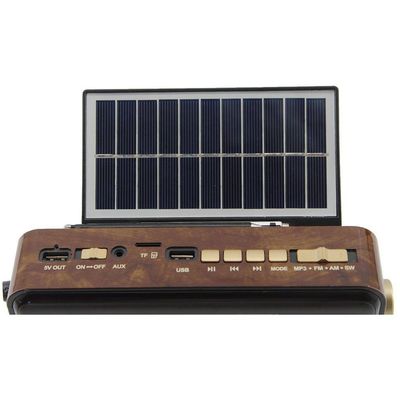 Caixa De Som Bluetooth Com Painel Solar Rádio Fm El522 Preto