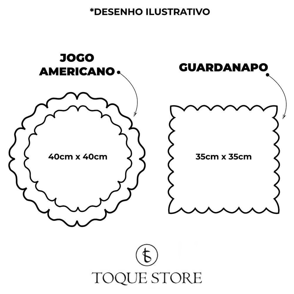 Jogo De Guardanapos Sousplat Americano 12 Peças Bordado - Linha Poá Premium Vermelho Bolinha Branca