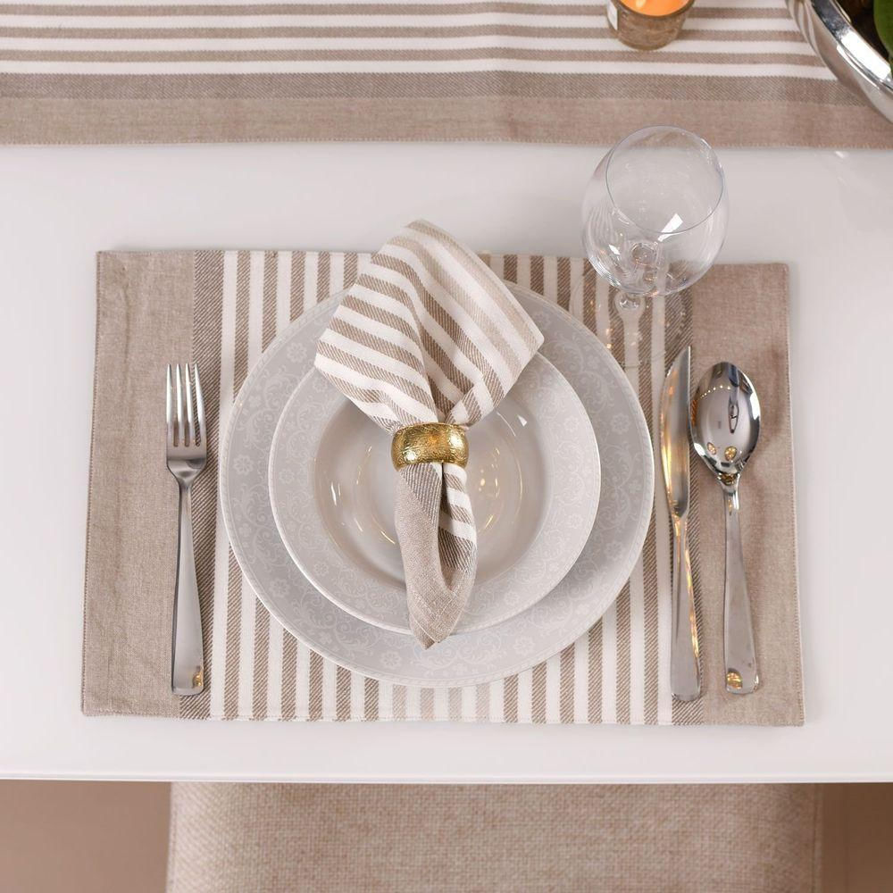 Jogo De Guardanapos Fio Tinto 2 Peças Tessi Stripes Taupe
