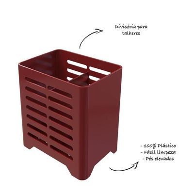 Porta Talheres Em Plástico - Stolf Vermelho