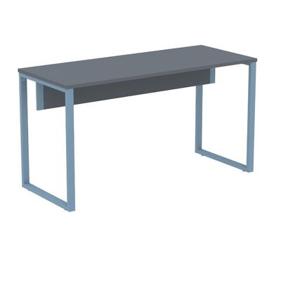 Mesa Escritório P25 Tub Pandin 134 Cm (larg) Tampo Mdp Grafito Pé Aço Tubular Azul Dali