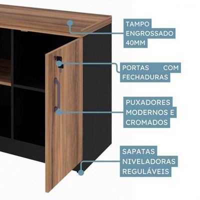 Armário Baixo Office Credenza Web Office Nogal-preto