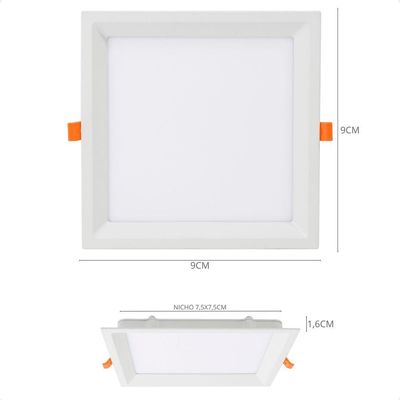 Kit 3 Painel De Led Quadrado Embutir Recuado 6w Bivolt Taschibra 6500k Frio