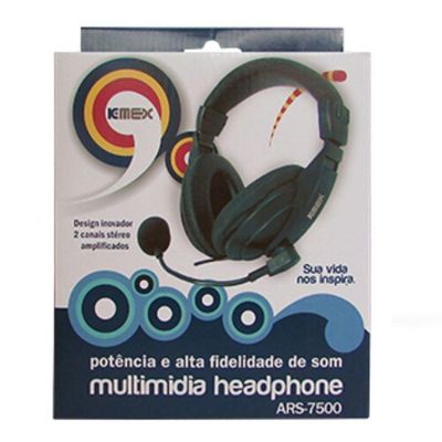Headset K-mex Ars-7500 C- Microfone Preto