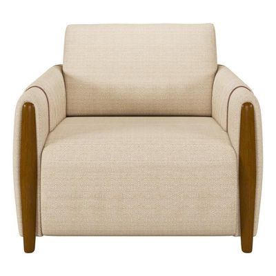 Conjunto Sofá 3 Lugares 223cm E Poltrona 98cm Amaranto M22 Linho Champanhe - Mpozenato