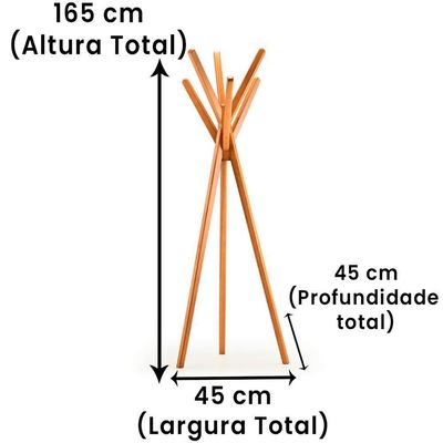 Cabideiro Fulô Ozki 165 Cm Altura Madeira Eucalipto Cedro